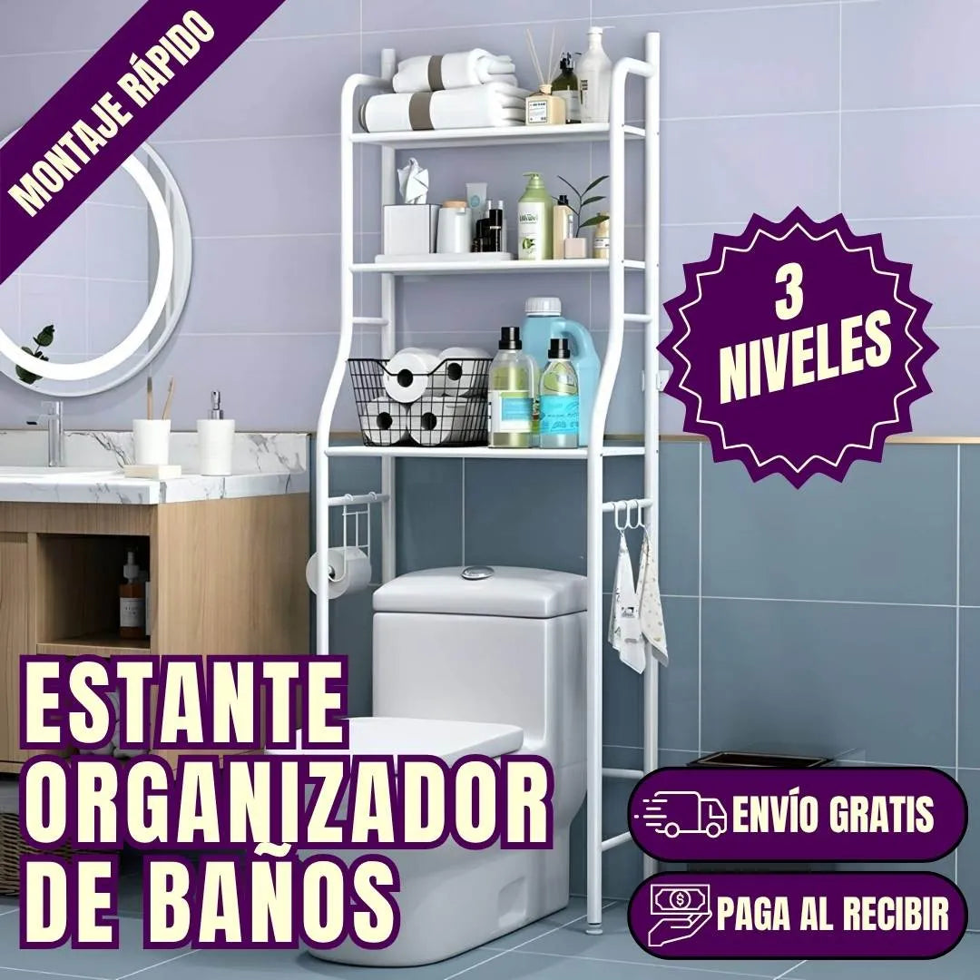 ORGANIZADOR DE BAÑO METÁLICO - 3 NIVELES