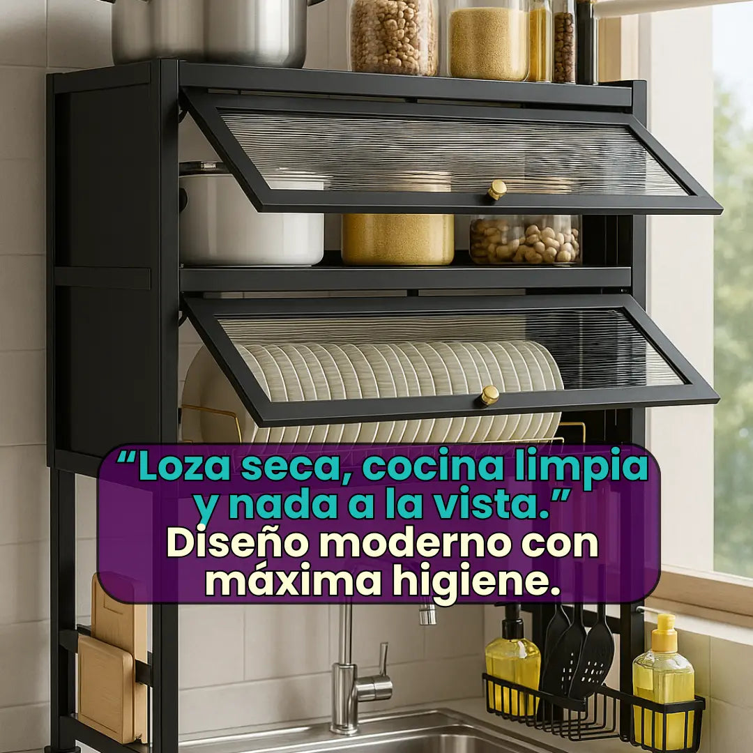 PLATERO ESCURRIDOR DOBLE GABINETE CON TAPA