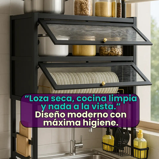 PLATERO ESCURRIDOR DOBLE GABINETE CON TAPA